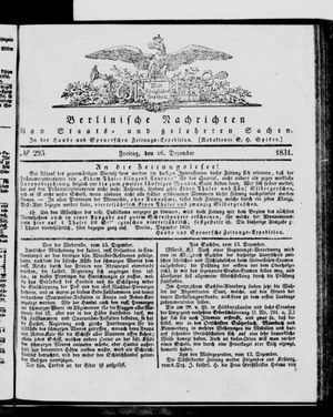 Berlinische Nachrichten von Staats- und gelehrten Sachen vom 16.12.1831