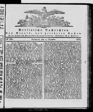 Berlinische Nachrichten von Staats- und gelehrten Sachen vom 17.12.1831