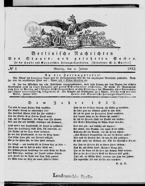 Berlinische Nachrichten von Staats- und gelehrten Sachen vom 02.01.1832