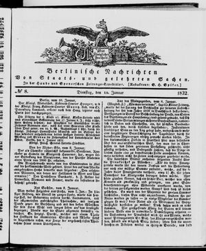 Berlinische Nachrichten von Staats- und gelehrten Sachen vom 10.01.1832