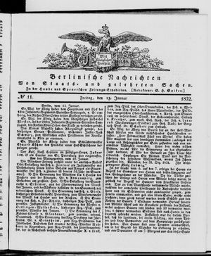 Berlinische Nachrichten von Staats- und gelehrten Sachen on Jan 13, 1832