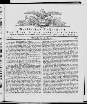Berlinische Nachrichten von Staats- und gelehrten Sachen vom 18.01.1832
