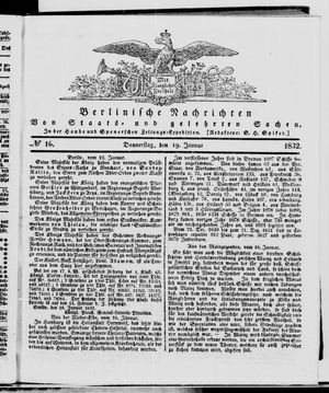 Berlinische Nachrichten von Staats- und gelehrten Sachen vom 19.01.1832