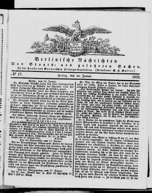 Berlinische Nachrichten von Staats- und gelehrten Sachen vom 20.01.1832