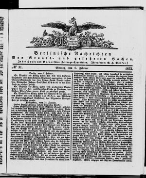 Berlinische Nachrichten von Staats- und gelehrten Sachen vom 06.02.1832