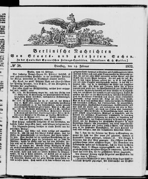 Berlinische Nachrichten von Staats- und gelehrten Sachen vom 14.02.1832