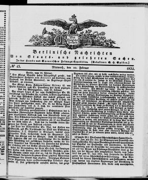 Berlinische Nachrichten von Staats- und gelehrten Sachen vom 22.02.1832