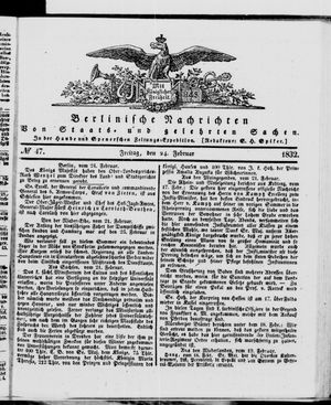 Berlinische Nachrichten von Staats- und gelehrten Sachen vom 24.02.1832