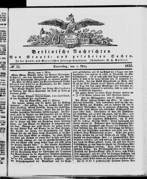 Berlinische Nachrichten von Staats- und gelehrten Sachen vom 01.03.1832