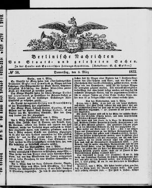 Berlinische Nachrichten von Staats- und gelehrten Sachen vom 08.03.1832