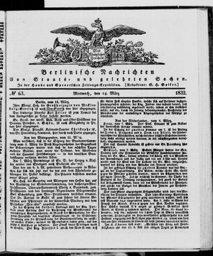 Berlinische Nachrichten von Staats- und gelehrten Sachen vom 14.03.1832