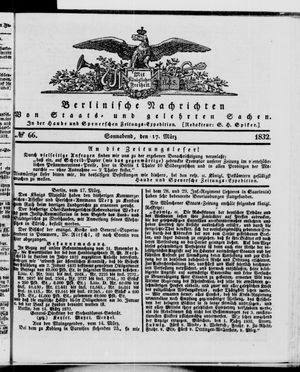 Berlinische Nachrichten von Staats- und gelehrten Sachen vom 17.03.1832