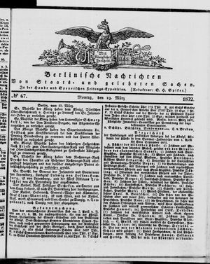 Berlinische Nachrichten von Staats- und gelehrten Sachen vom 19.03.1832