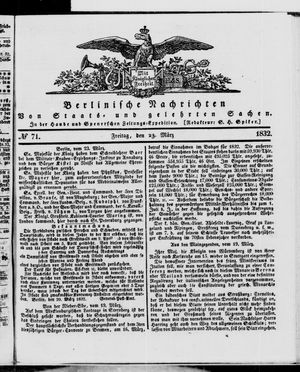 Berlinische Nachrichten von Staats- und gelehrten Sachen vom 23.03.1832