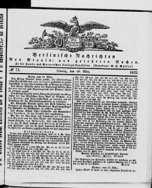Berlinische Nachrichten von Staats- und gelehrten Sachen vom 26.03.1832