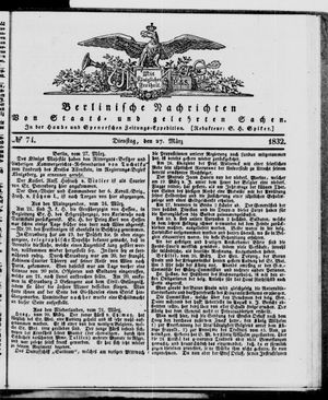 Berlinische Nachrichten von Staats- und gelehrten Sachen vom 27.03.1832