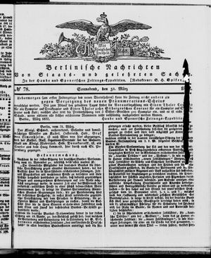 Berlinische Nachrichten von Staats- und gelehrten Sachen vom 31.03.1832