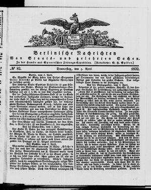 Berlinische Nachrichten von Staats- und gelehrten Sachen on Apr 5, 1832