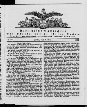 Berlinische Nachrichten von Staats- und gelehrten Sachen vom 06.04.1832