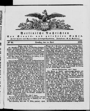 Berlinische Nachrichten von Staats- und gelehrten Sachen vom 10.04.1832