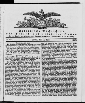 Berlinische Nachrichten von Staats- und gelehrten Sachen vom 13.04.1832