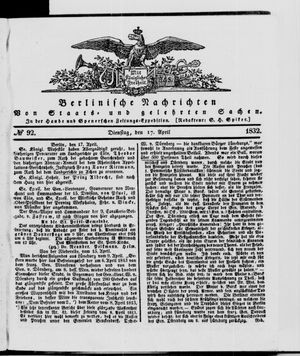 Berlinische Nachrichten von Staats- und gelehrten Sachen vom 17.04.1832