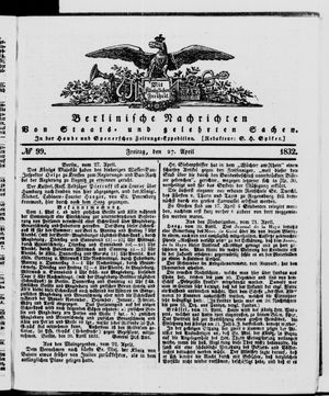 Berlinische Nachrichten von Staats- und gelehrten Sachen vom 27.04.1832