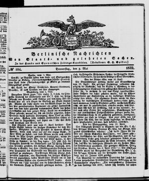 Berlinische Nachrichten von Staats- und gelehrten Sachen vom 03.05.1832