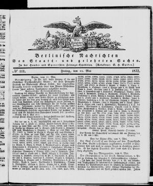 Berlinische Nachrichten von Staats- und gelehrten Sachen vom 11.05.1832