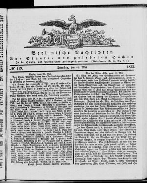 Berlinische Nachrichten von Staats- und gelehrten Sachen vom 22.05.1832