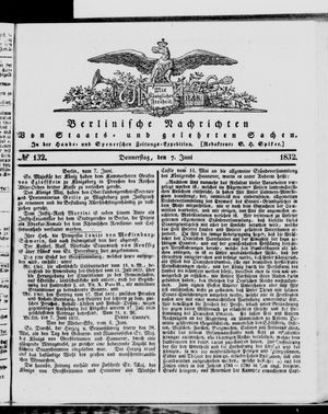 Berlinische Nachrichten von Staats- und gelehrten Sachen vom 07.06.1832