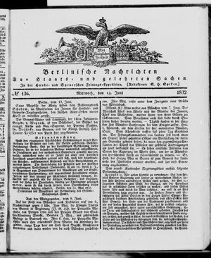 Berlinische Nachrichten von Staats- und gelehrten Sachen vom 13.06.1832