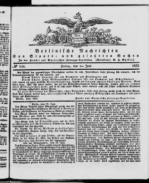 Berlinische Nachrichten von Staats- und gelehrten Sachen vom 22.06.1832