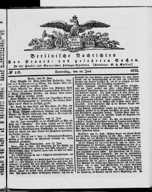 Berlinische Nachrichten von Staats- und gelehrten Sachen vom 28.06.1832