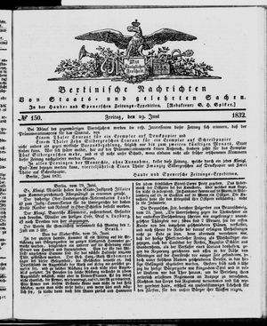 Berlinische Nachrichten von Staats- und gelehrten Sachen vom 29.06.1832