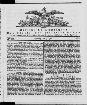 Berlinische Nachrichten von Staats- und gelehrten Sachen vom 03.07.1832