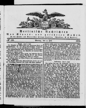 Berlinische Nachrichten von Staats- und gelehrten Sachen vom 09.07.1832