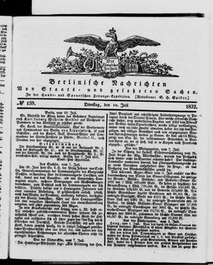 Berlinische Nachrichten von Staats- und gelehrten Sachen vom 10.07.1832