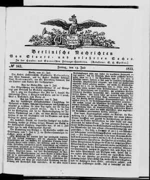 Berlinische Nachrichten von Staats- und gelehrten Sachen vom 13.07.1832