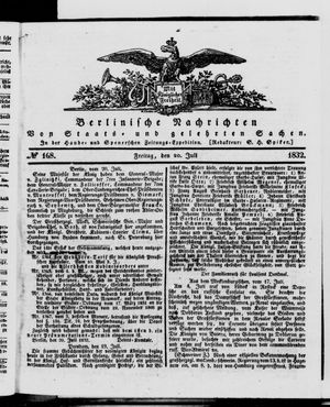 Berlinische Nachrichten von Staats- und gelehrten Sachen vom 20.07.1832