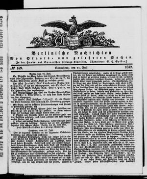 Berlinische Nachrichten von Staats- und gelehrten Sachen vom 21.07.1832