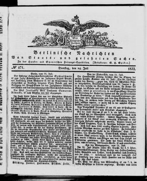 Berlinische Nachrichten von Staats- und gelehrten Sachen on Jul 24, 1832