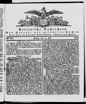 Berlinische Nachrichten von Staats- und gelehrten Sachen vom 27.07.1832