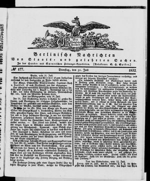 Berlinische Nachrichten von Staats- und gelehrten Sachen vom 31.07.1832