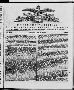 Berlinische Nachrichten von Staats- und gelehrten Sachen vom 08.08.1832
