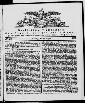 Berlinische Nachrichten von Staats- und gelehrten Sachen vom 14.08.1832
