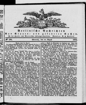 Berlinische Nachrichten von Staats- und gelehrten Sachen vom 22.08.1832