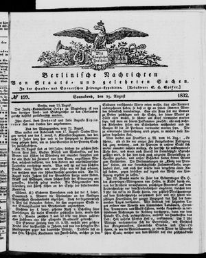 Berlinische Nachrichten von Staats- und gelehrten Sachen vom 25.08.1832