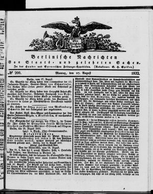 Berlinische Nachrichten von Staats- und gelehrten Sachen vom 27.08.1832