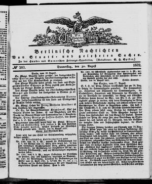 Berlinische Nachrichten von Staats- und gelehrten Sachen vom 30.08.1832